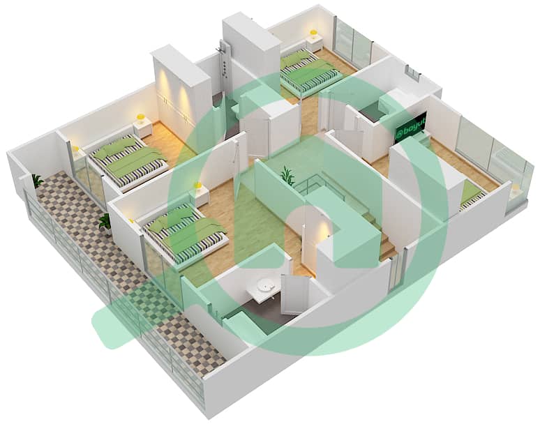 Nasma Residence - 4 Bedroom Villa Type SEMI-DETACHED A Floor plan interactive3D