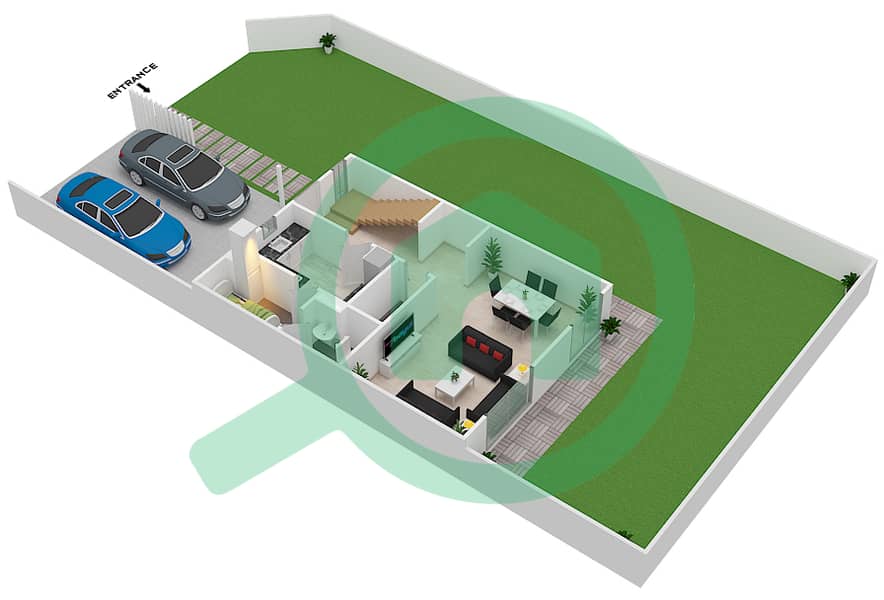 Nasma Residence - 3 Bedroom Townhouse Type CLASSIC CORNER B Floor plan interactive3D