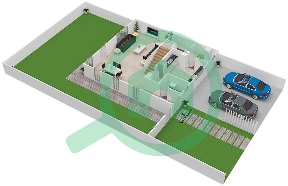 Nasma Residence - 3 Bedroom Townhouse Type PREMIER Floor plan interactive3D