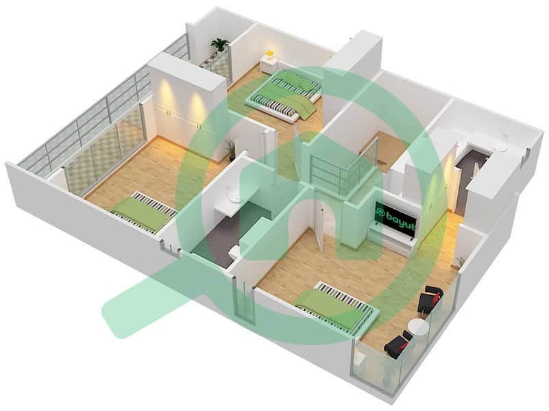 Nasma Residence - 3 Bedroom Townhouse Type PREMIER Floor plan interactive3D