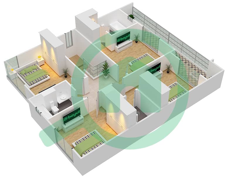 Nasma Residence - 4 Bedroom Villa Type SEMI-DETACHED B Floor plan interactive3D