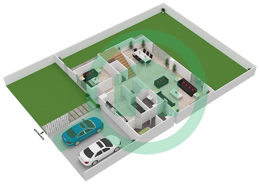 Nasma Residence - 4 Bedroom Villa Type SEMI-DETACHED DELUXE B Floor plan interactive3D