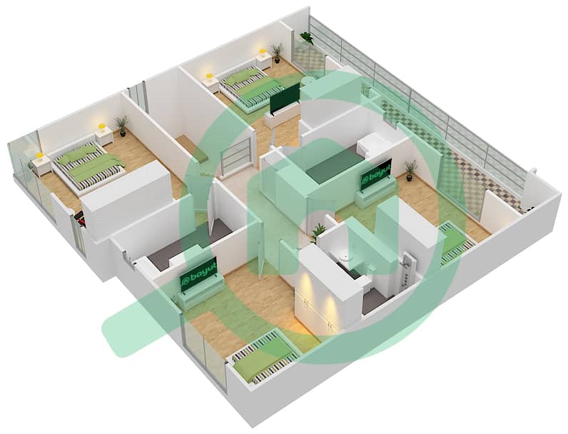 Nasma Residence - 4 Bedroom Villa Type SEMI-DETACHED DELUXE B Floor plan interactive3D