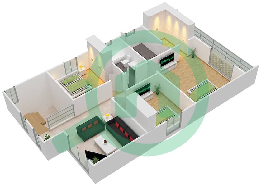 المخططات الطابقية لتصميم النموذج SAMA MAJLIS B فیلا 4 غرف نوم - نسمة ريزيدنس interactive3D