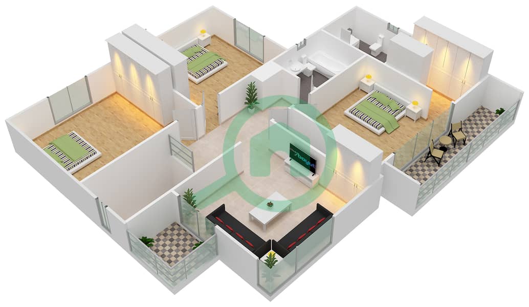 Nasma Residence - 4 Bedroom Villa Type SIGNATURE C Floor plan interactive3D