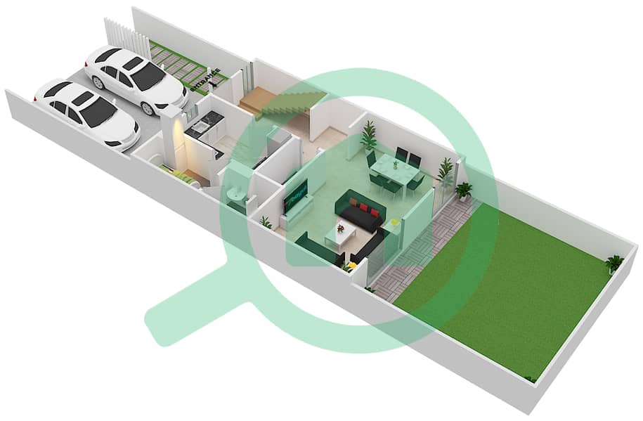 Nasma Residence - 3 Bedroom Townhouse Type CLASSIC D Floor plan interactive3D