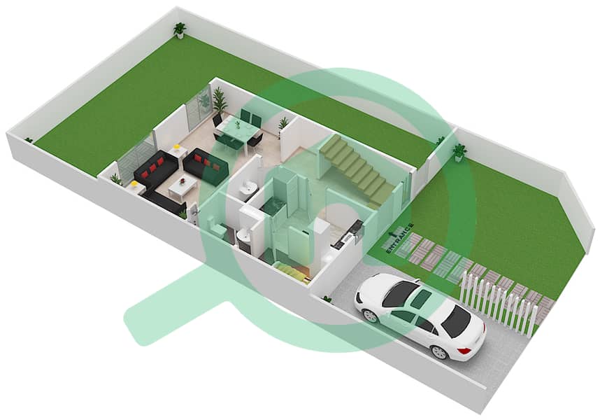 المخططات الطابقية لتصميم النموذج CORNER تاون هاوس 2 غرفة نوم - نسمة ريزيدنس interactive3D
