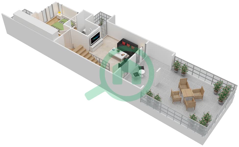 米拉贝拉联排别墅1区 - 3 卧室别墅类型1戶型图 interactive3D