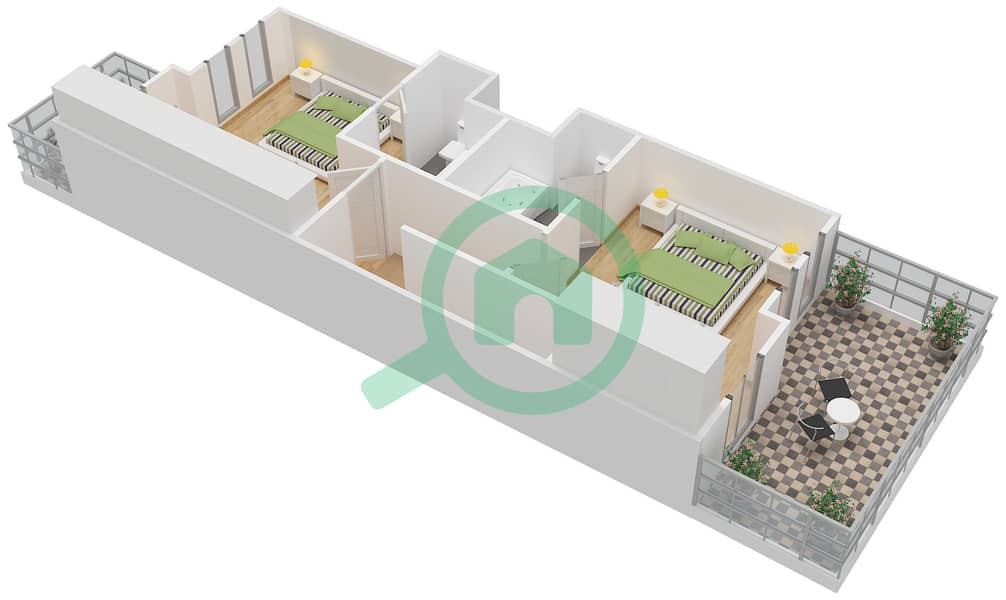 米拉贝拉联排别墅1区 - 3 卧室别墅类型2戶型图 interactive3D