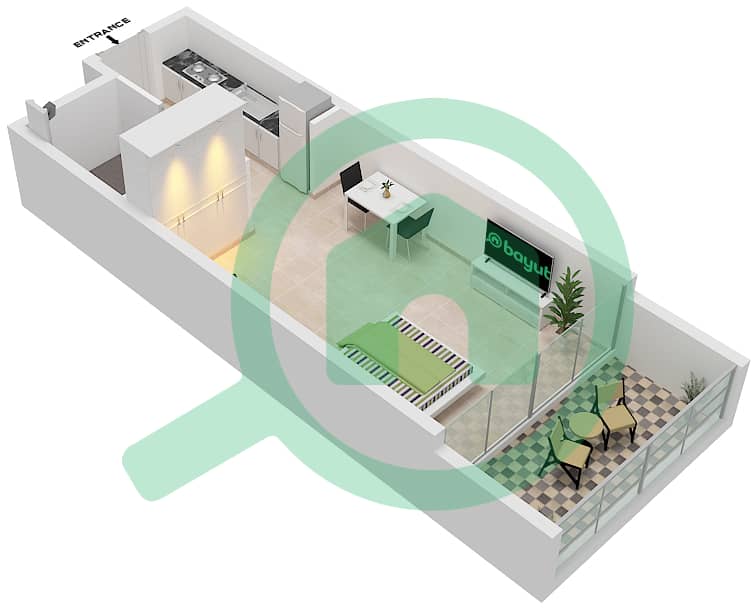 Artesia C - Studio Apartment Type C Floor plan interactive3D