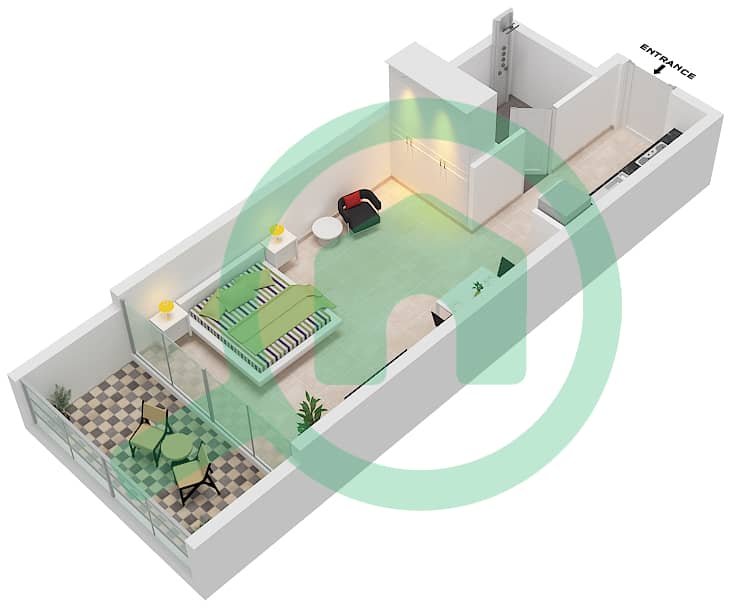 Artesia C - Studio Apartment Type D Floor plan interactive3D