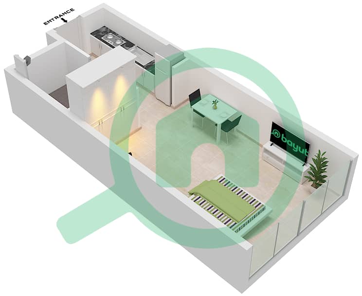 Artesia C - Studio Apartment Type G Floor plan interactive3D