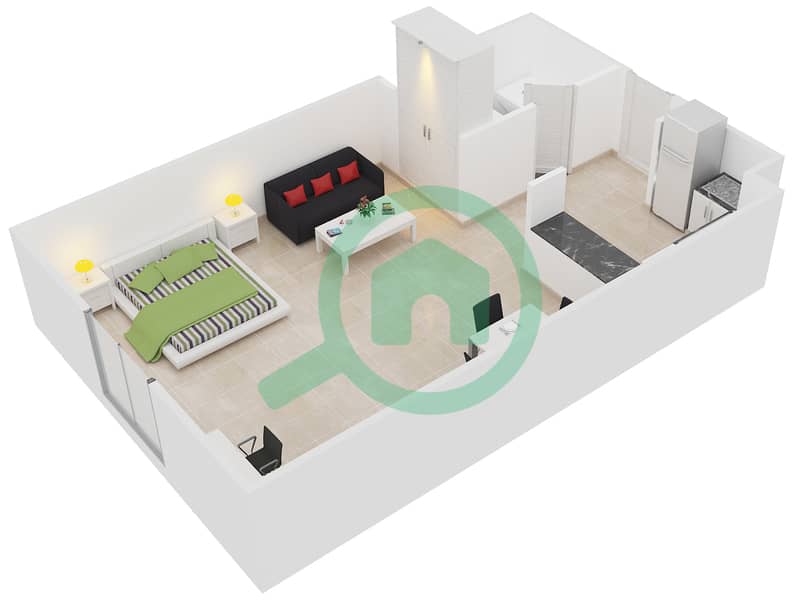 Masaar Residence - Studio Apartment Unit 10,11 Floor plan interactive3D