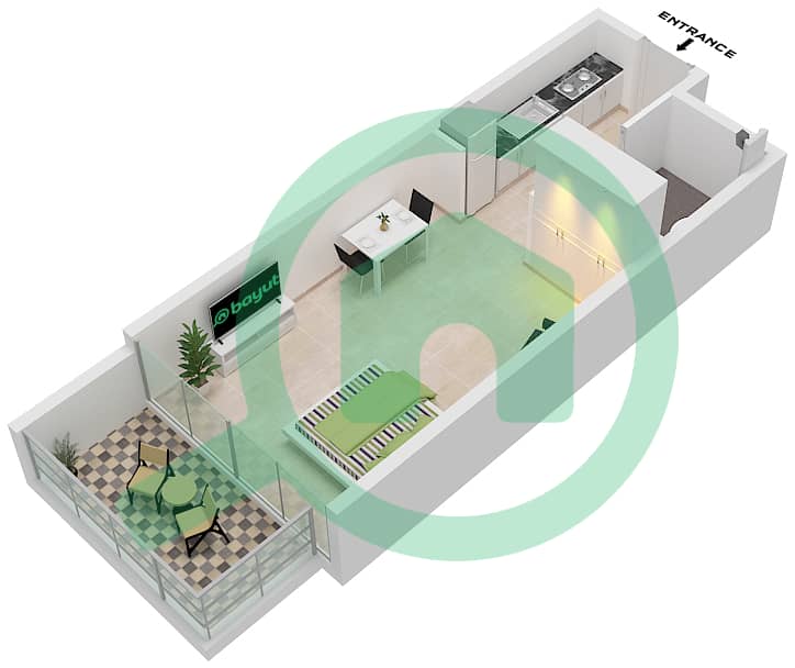 Artesia C - Studio Apartment Type B1 Floor plan interactive3D