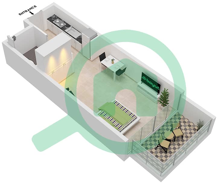 Artesia C - Studio Apartment Type C1 Floor plan interactive3D