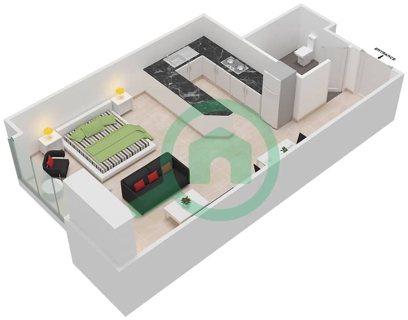 阿尔穆拉德大厦 - 单身公寓单位6 FLOOR L3-L7戶型图 interactive3D