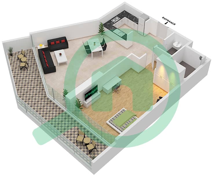 Artesia C - 1 Bedroom Apartment Type G1 Floor plan interactive3D