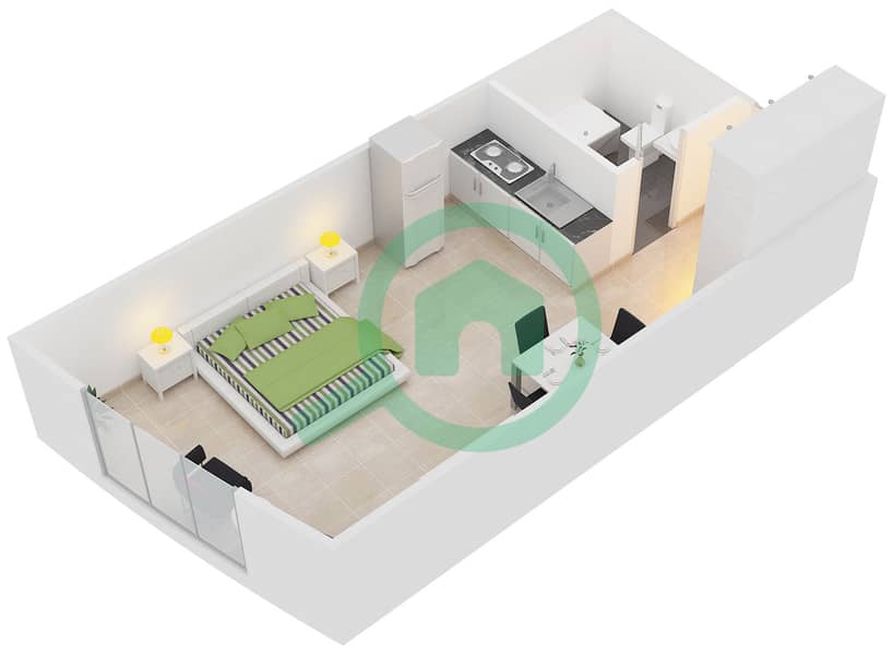 O2 Tower - Studio Apartment Type 7 Floor plan interactive3D