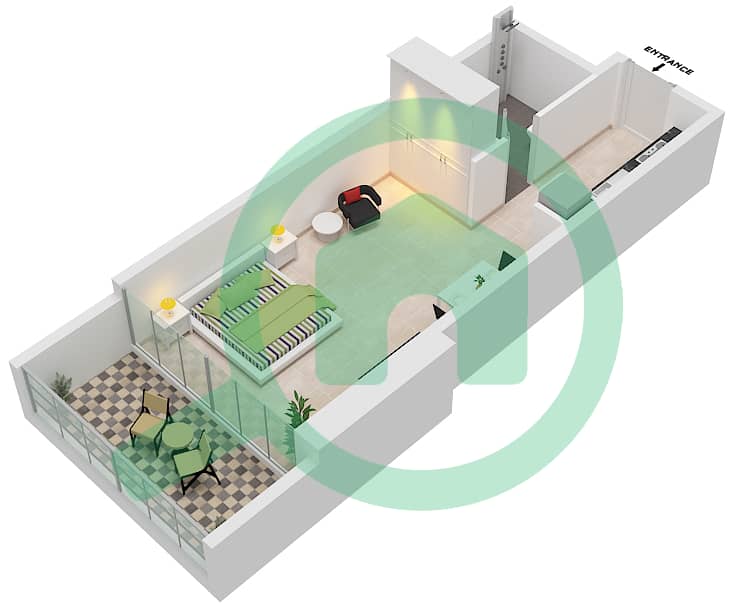 Artesia C - Studio Apartment Type K1 Floor plan interactive3D