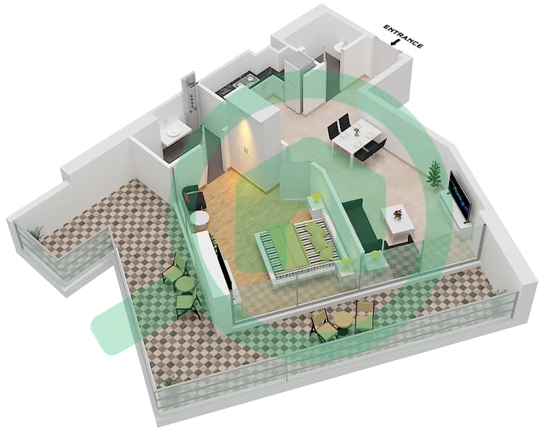 Artesia C - 1 Bedroom Apartment Type J1 Floor plan interactive3D