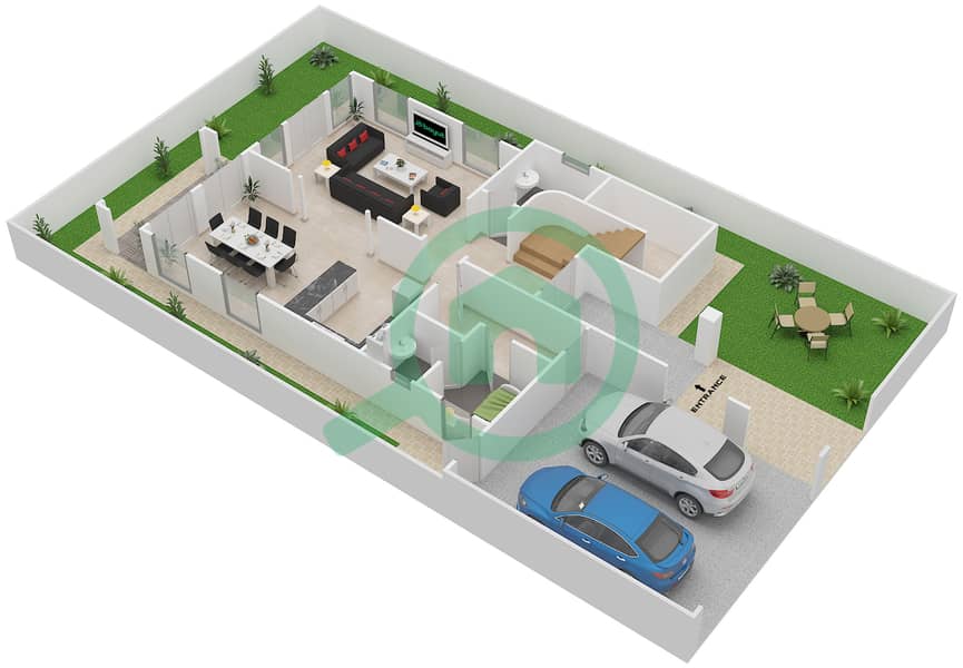 Circle Villas - 2 Bedroom Villa Type A Floor plan interactive3D