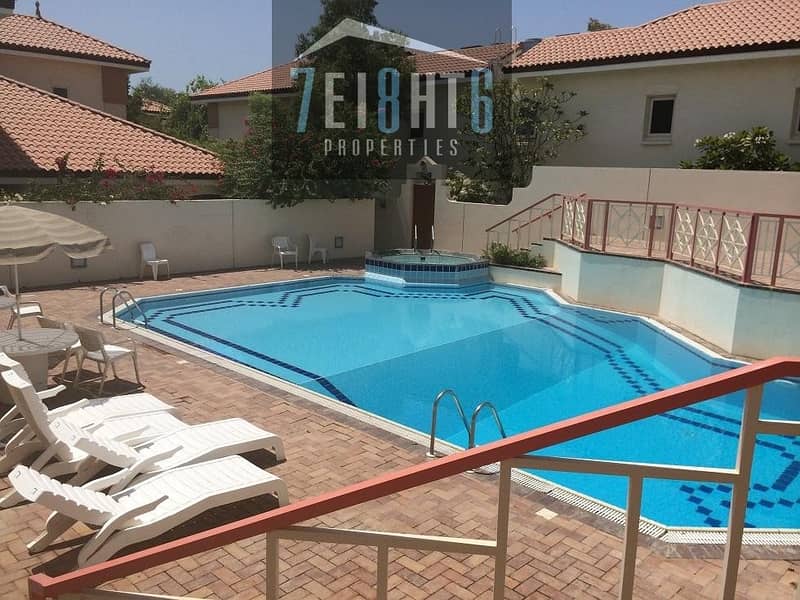 9 5 b/r modern design compound villa + maids room + s/pool + gym + sauna + landscaped garden for rent in Al Safa 1