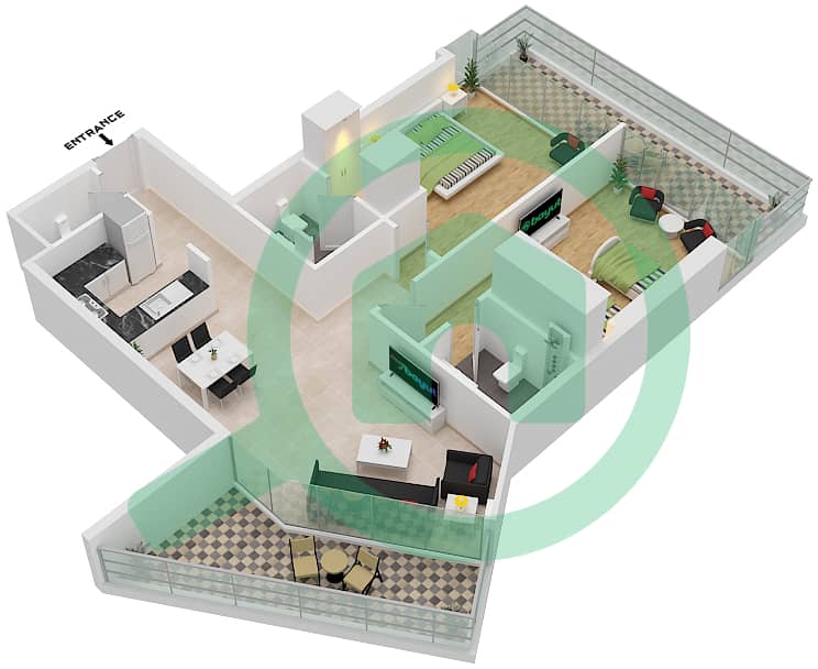 Artesia C - 2 Bedroom Apartment Type O1 Floor plan interactive3D