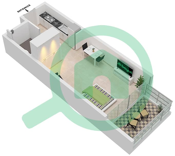 Artesia C - Studio Apartment Type G3 Floor plan interactive3D