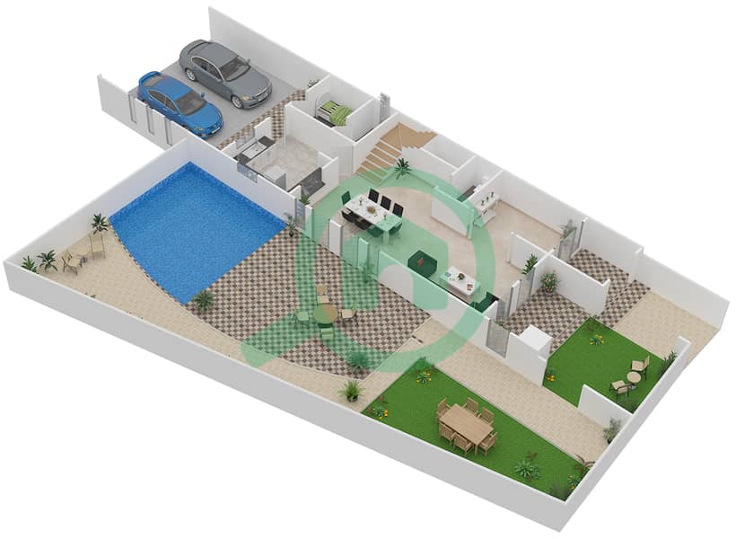 المخططات الطابقية لتصميم الوحدة C تاون هاوس 4 غرف نوم - قصر مالبيري interactive3D
