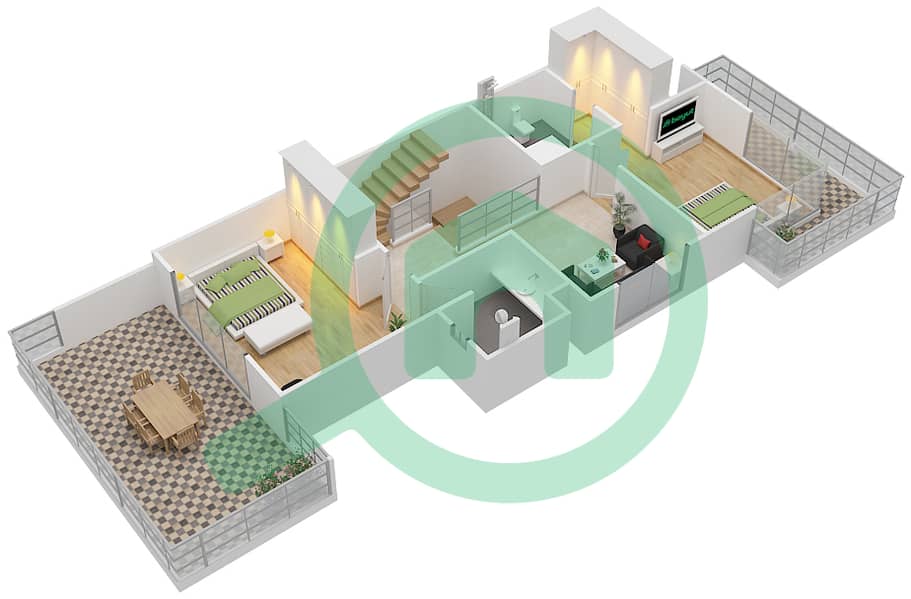 Oxford Villas - 4 Bedroom Villa Type A Floor plan interactive3D