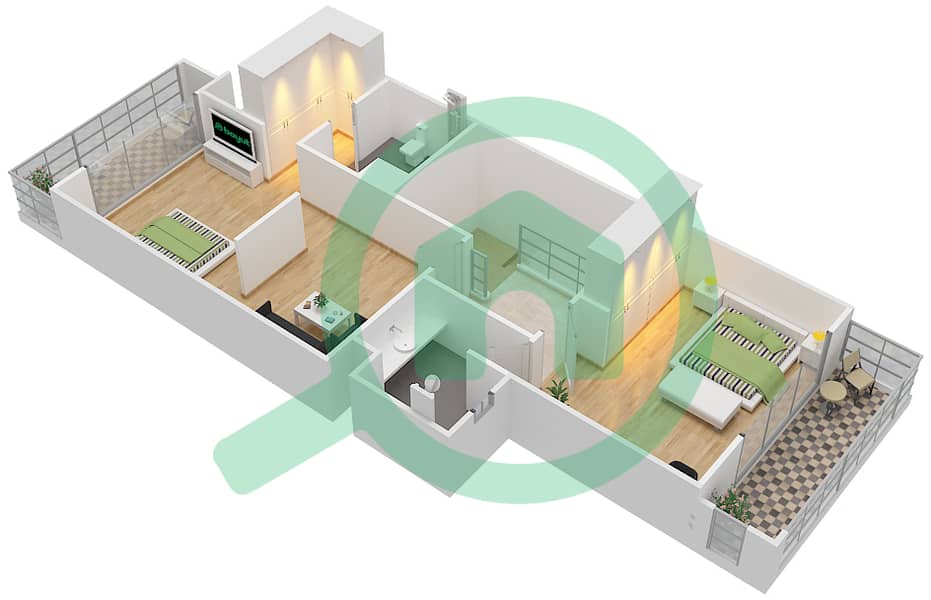 المخططات الطابقية لتصميم النموذج B فیلا 4 غرف نوم - فلل أوكسفورد interactive3D
