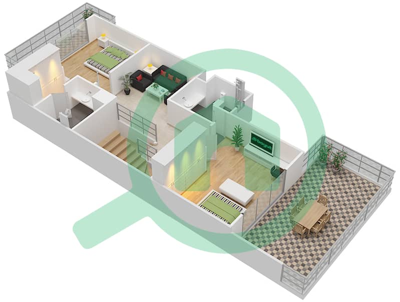 المخططات الطابقية لتصميم النموذج C فیلا 4 غرف نوم - فلل أوكسفورد interactive3D