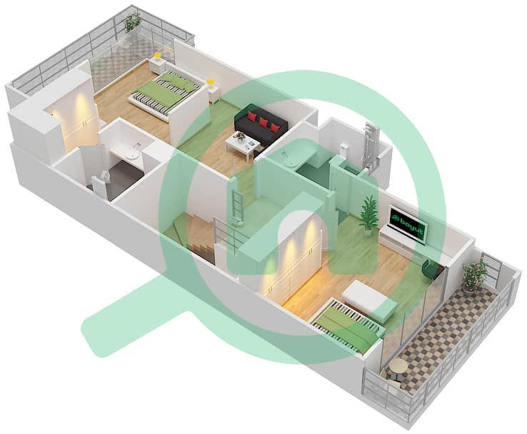 Oxford Villas - 4 Bedroom Villa Type C Floor plan interactive3D
