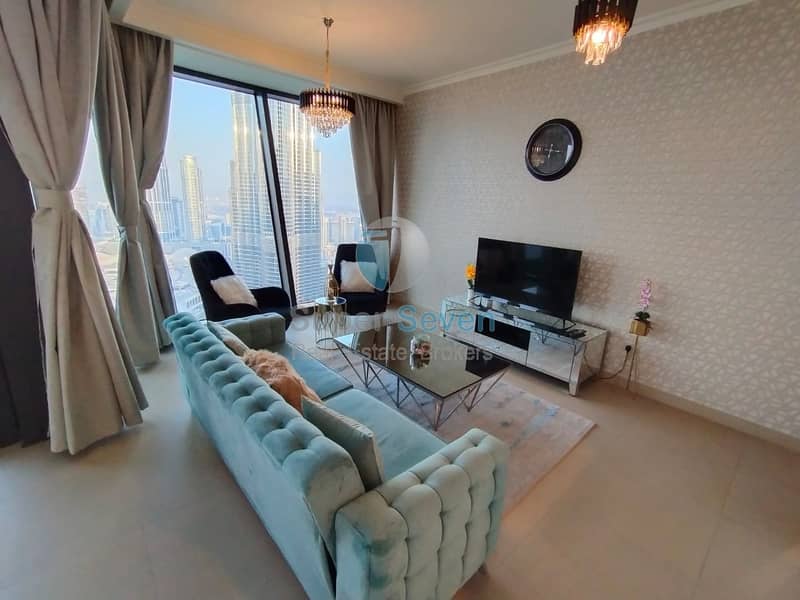 4 SERVICE 3 BED FURNISH|6 MONTH RENT WITH ALL BILLS|BURJ FACING