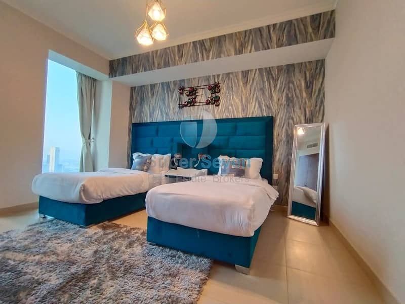 5 SERVICE 3 BED FURNISH|6 MONTH RENT WITH ALL BILLS|BURJ FACING