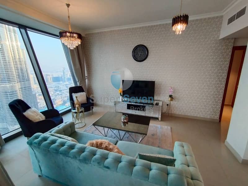 12 SERVICE 3 BED FURNISH|6 MONTH RENT WITH ALL BILLS|BURJ FACING