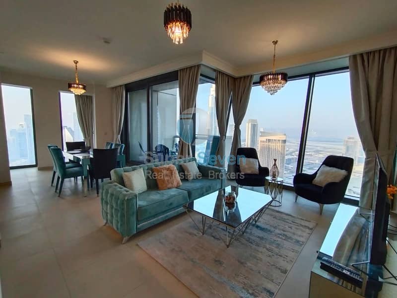 14 SERVICE 3 BED FURNISH|6 MONTH RENT WITH ALL BILLS|BURJ FACING