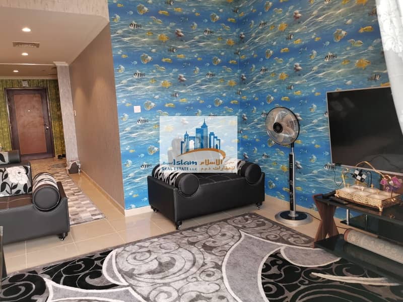 3 Furnished Luxury 3 bedroom Hall apartment in conquer tower for  monthly rent (free fewa and internet