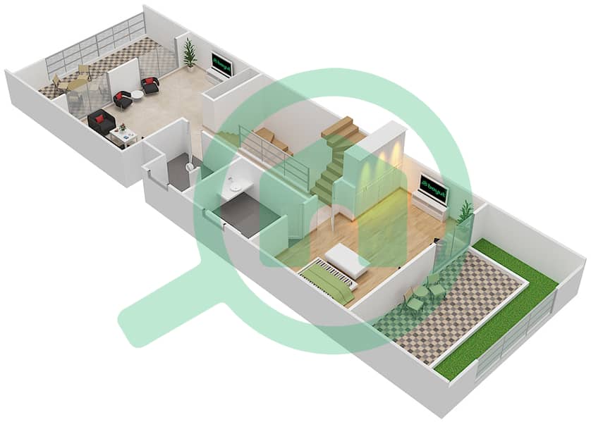 المخططات الطابقية لتصميم النموذج TYPICAL فیلا 3 غرف نوم - أوركيد بارك interactive3D