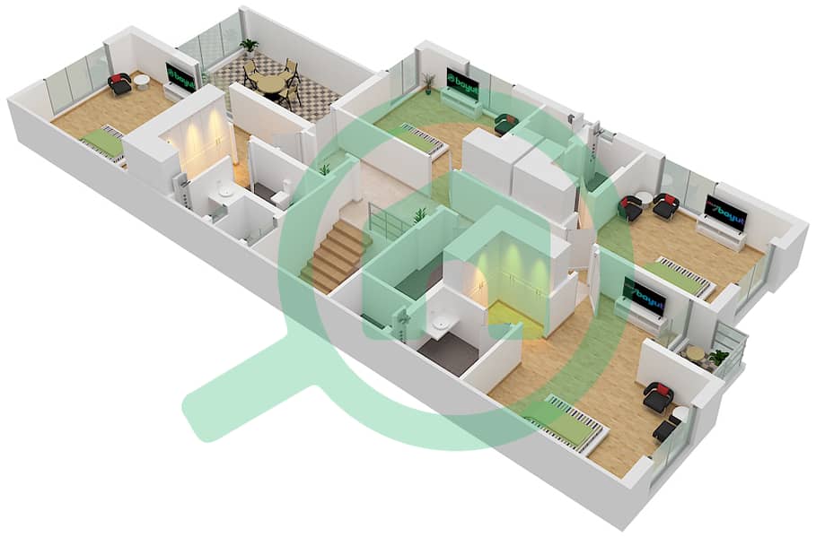 Sharjah Garden City - 5 Bedroom Villa Type RIGHT Floor plan interactive3D