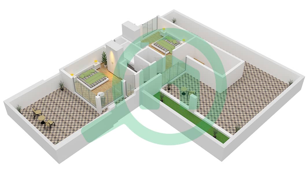 布杜尔 - 4 卧室别墅类型C戶型图 First Floor interactive3D