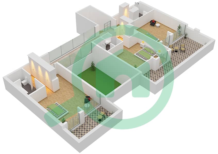 Budoor - 5 Bedroom Villa Type D Floor plan First Floor interactive3D