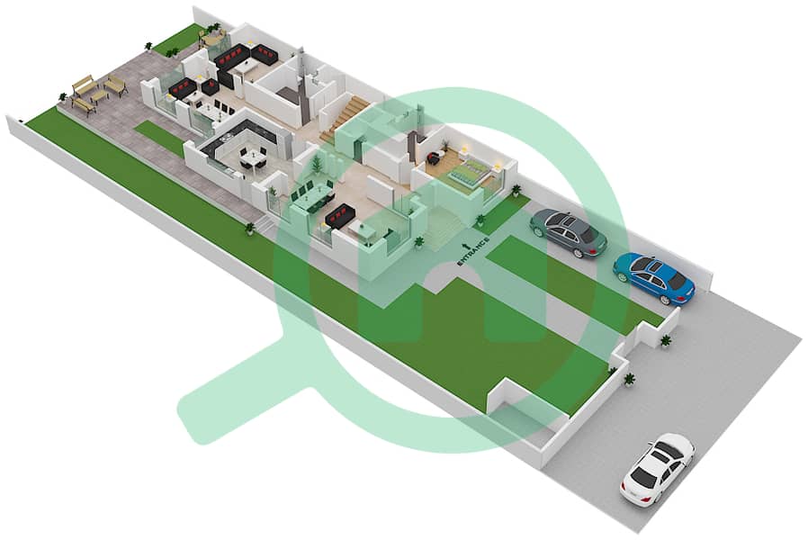 المخططات الطابقية لتصميم النموذج LEFT فیلا 5 غرف نوم - الشارقة غاردن سيتي interactive3D