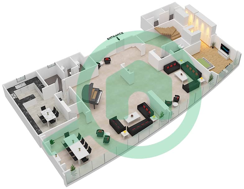 Небесная Тауэр - Апартамент 4 Cпальни планировка Гарнитур, анфилиада комнат, апартаменты, подходящий 2,5 interactive3D