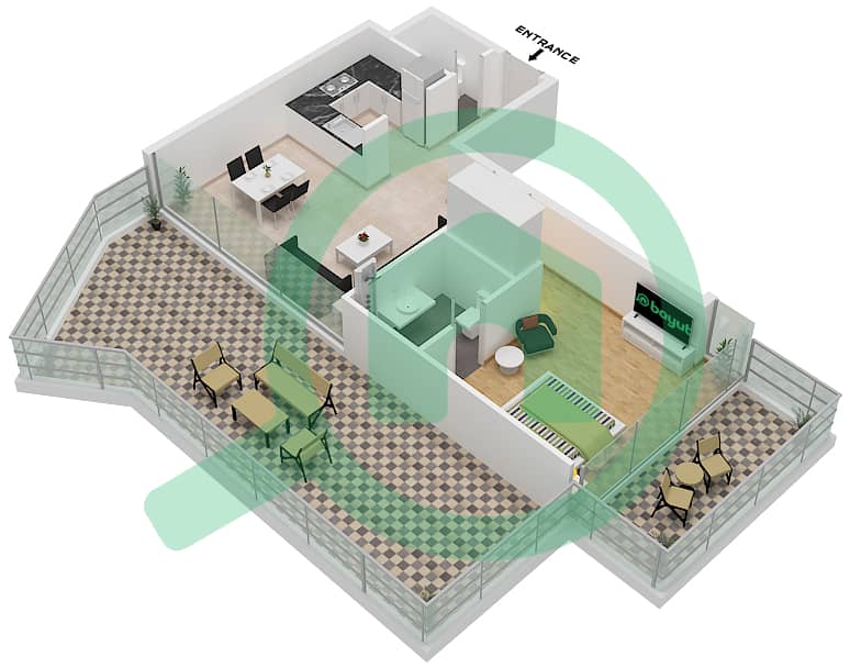 Artesia C - 1 Bedroom Apartment Type N2 Floor plan interactive3D
