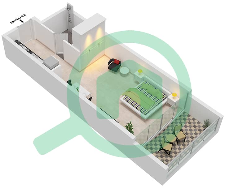 Artesia C - Studio Apartment Type B Floor plan interactive3D