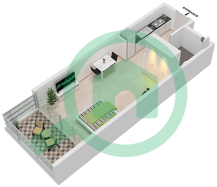 Artesia C - Studio Apartment Type F1 Floor plan interactive3D