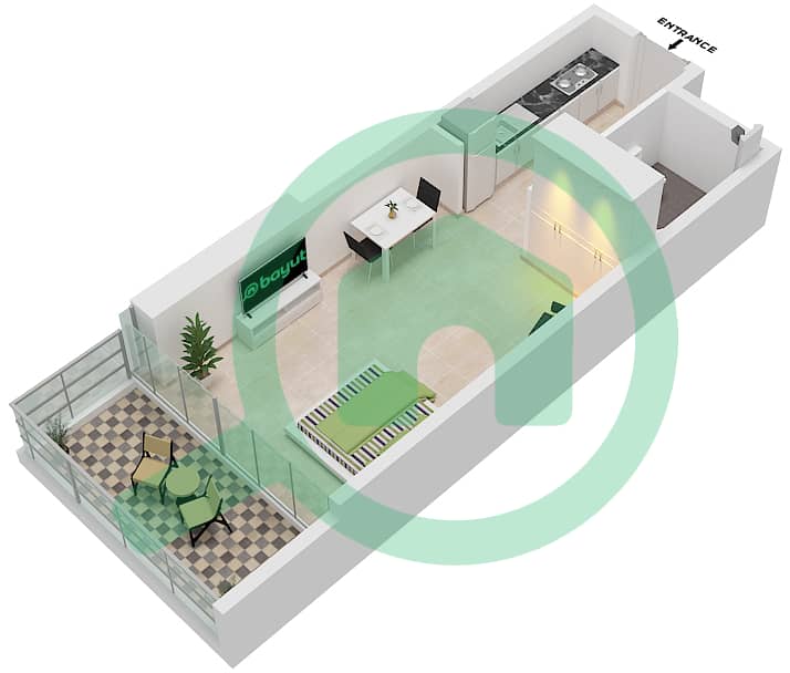 Artesia C - Studio Apartment Type L1 Floor plan interactive3D