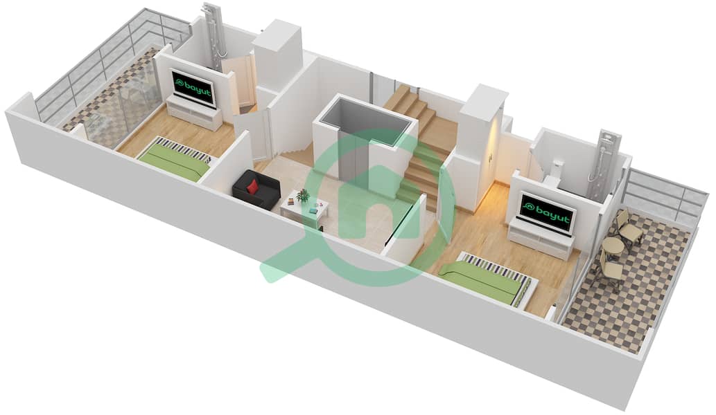 公园别墅区 - 4 卧室别墅类型A戶型图 interactive3D