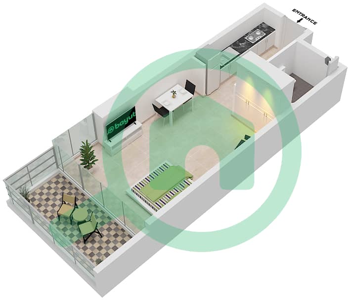 Artesia C - Studio Apartment Type N1 Floor plan interactive3D